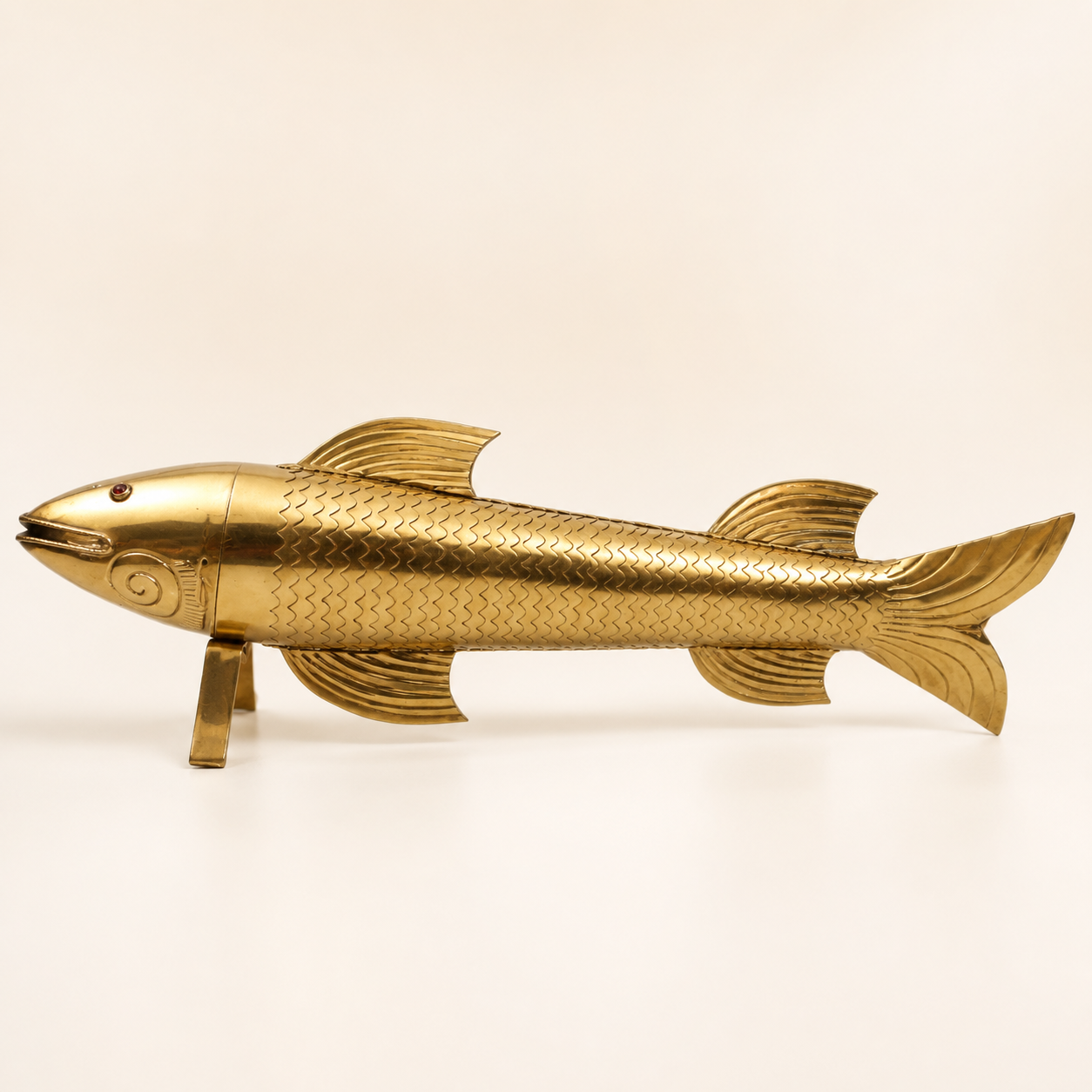 Large handcrafted Peetal Rohu brass fish from Bellaguntha Odisha